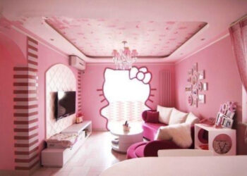 Phong tam mau hong Hello kity